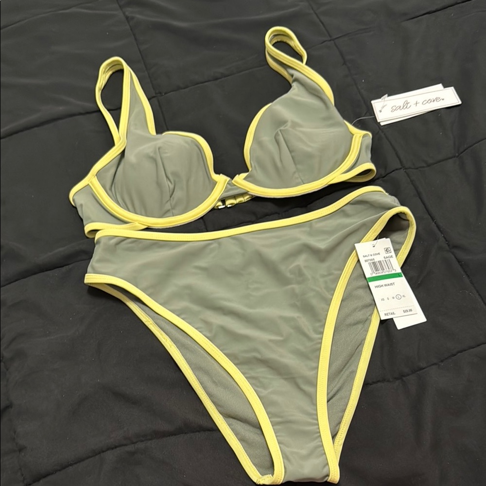 *NEW* Salt + Cove Gray Bikini with Yellow Trim